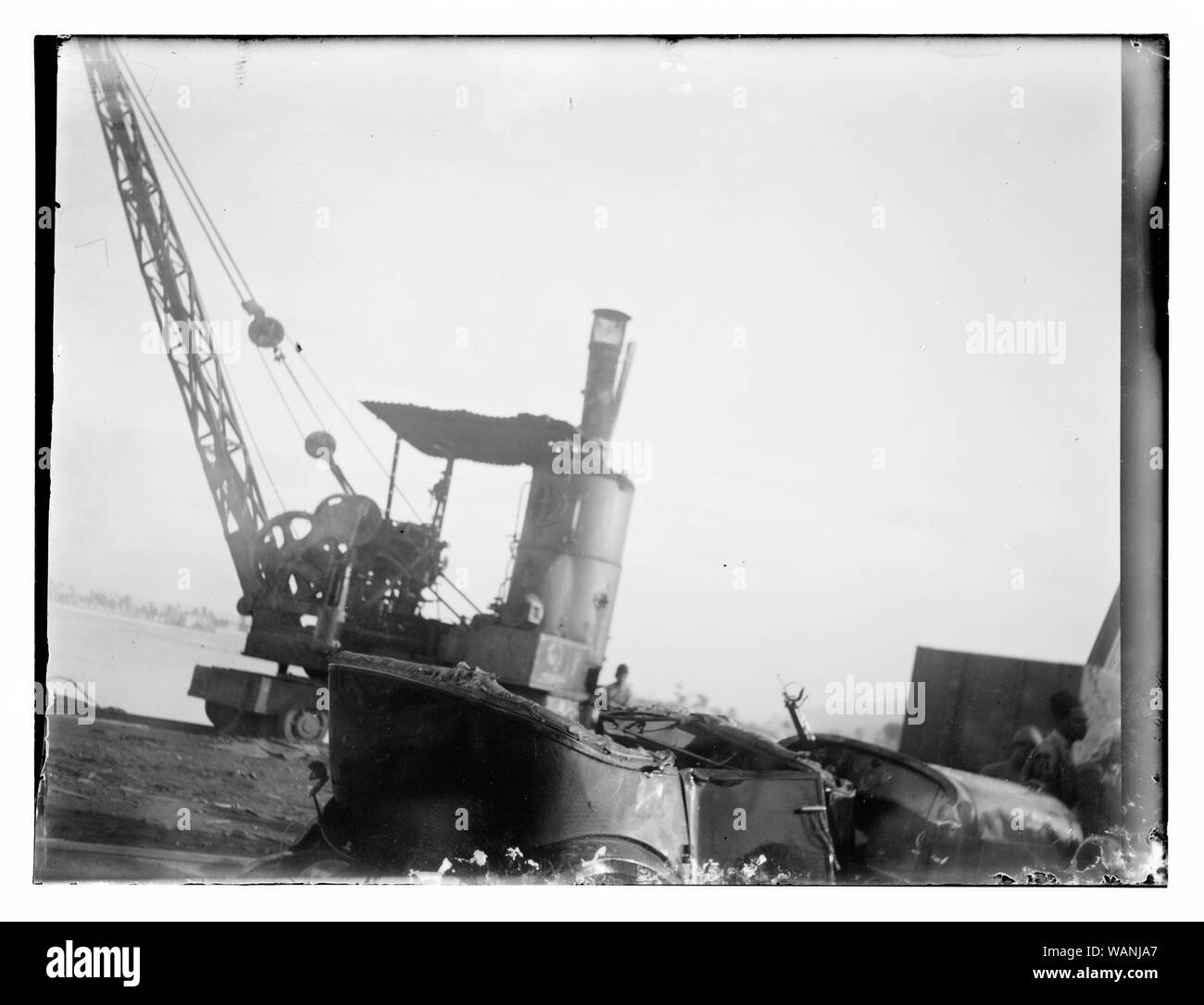 Crane at Jaffa for unloading ships Stock Photo