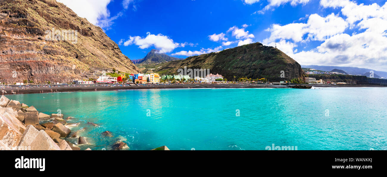 Beautiful Puerto de Tazacorte village,La Palma island,Spain. Stock Photo