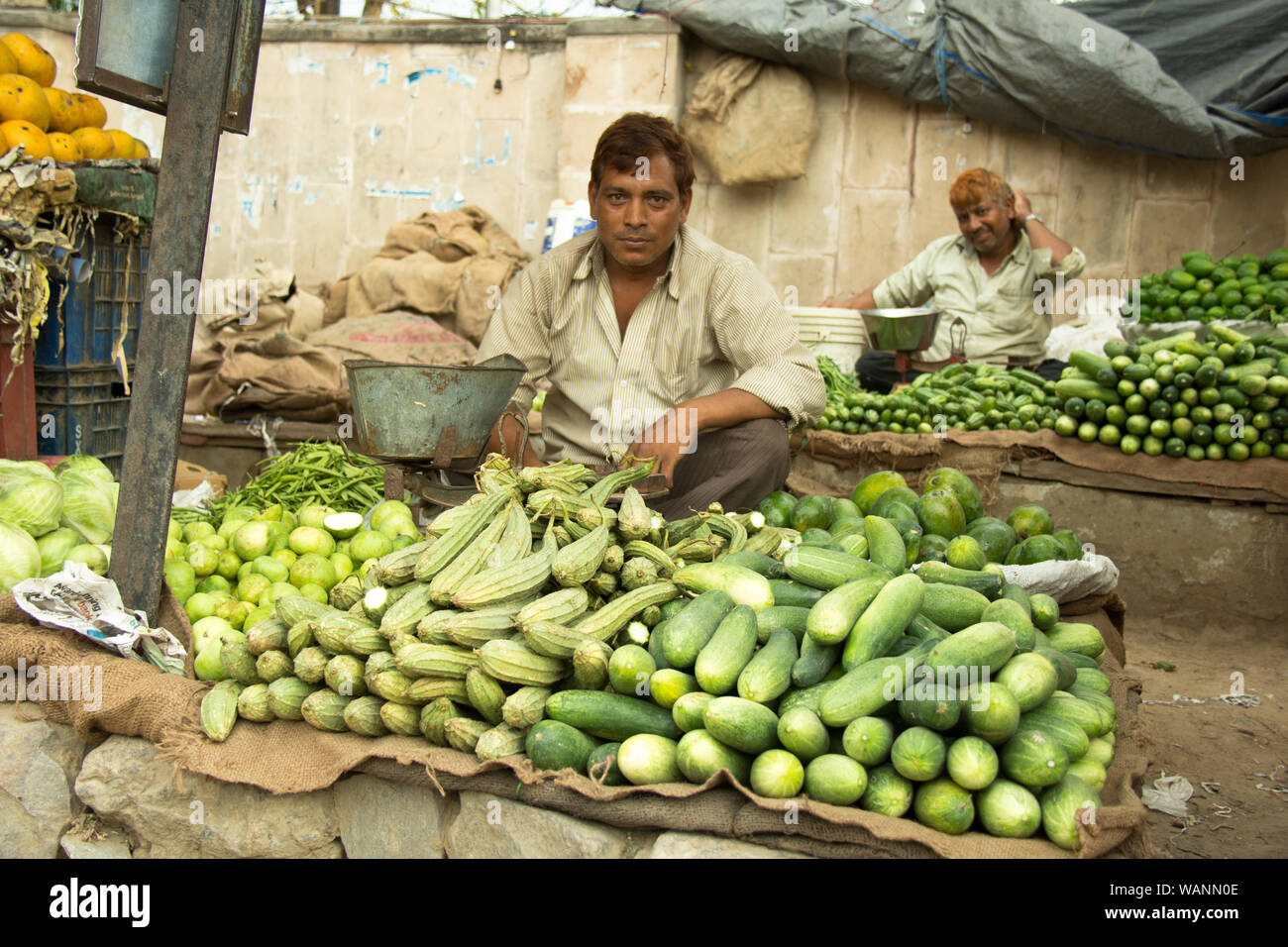 Indian man selling vegetables hi-res stock photography and images - Alamy