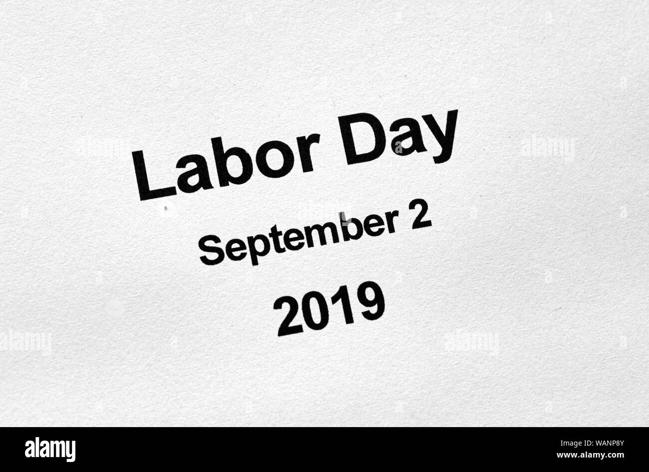Labor Day writing printed on a white background Stock Photo