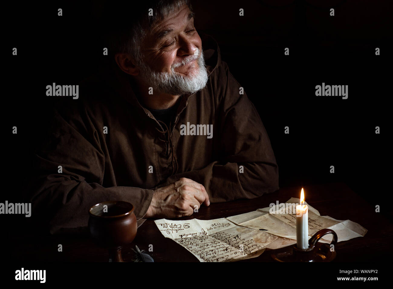 medieval rogue Monk Stock Photo