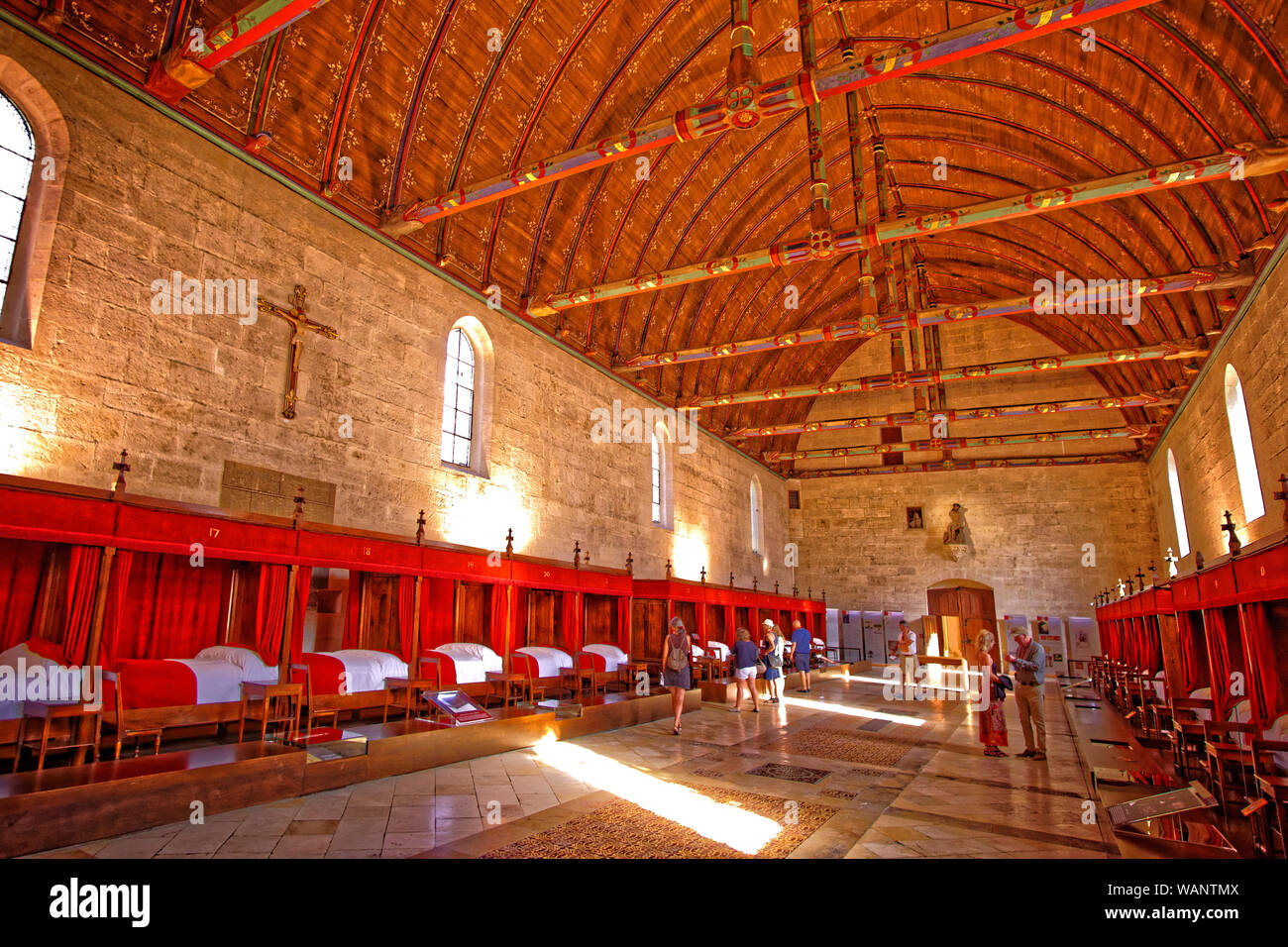 The 'Salle des Povres' at the Hotel Dieu, Hospice de Beaune, Beaune in the Burgundy region of France. Stock Photo