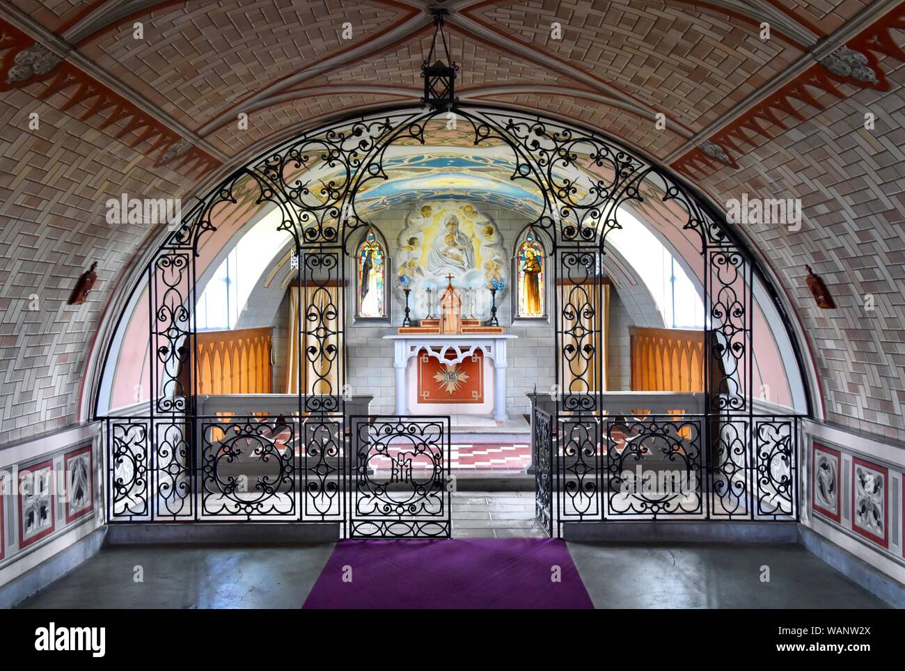 The interior of the Italian Chapel on Orkney Stock Photo
