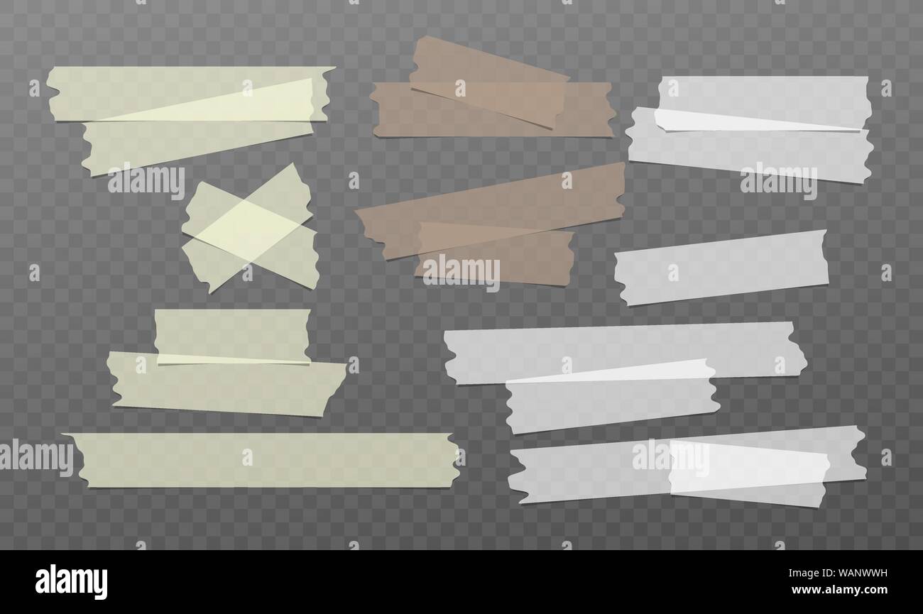 White, yellow, brown adhesive, sticky, masking, duct tape strips for