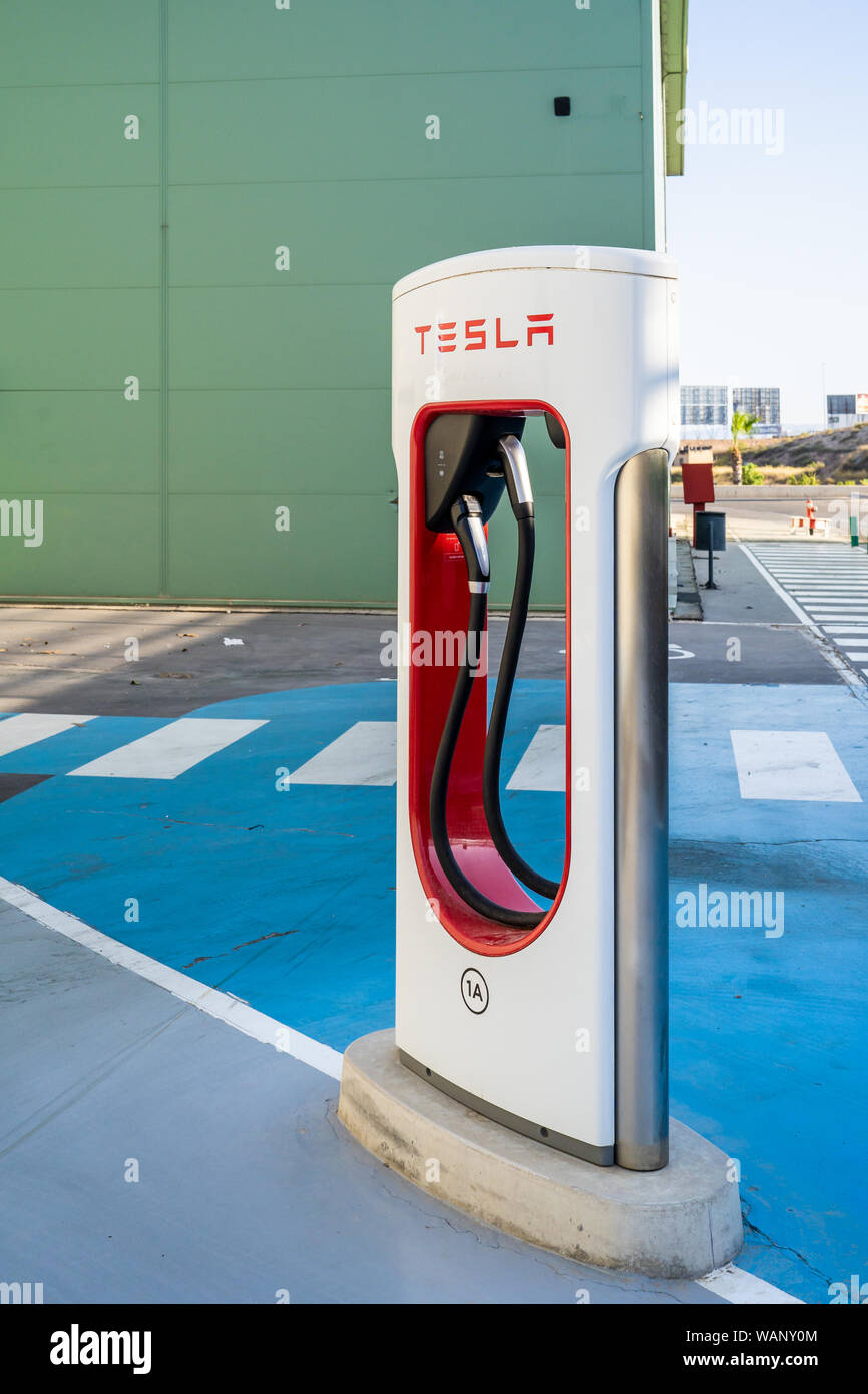 Oslo, Norway August 20, 2019 Tesla Super Charging station on