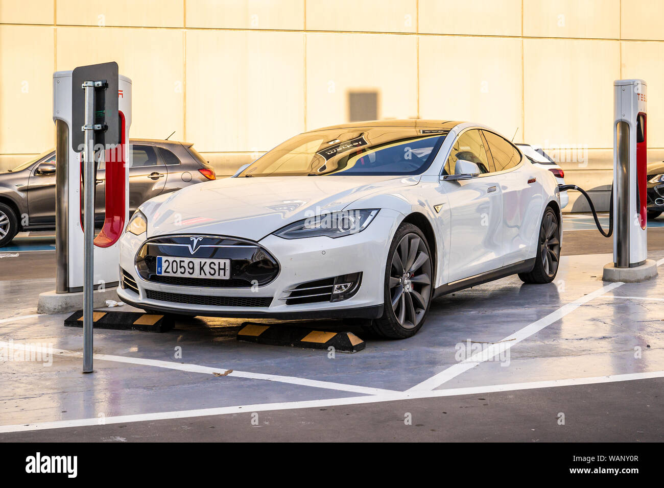 Oslo, Norway August 20, 2019 Tesla Supercharger Station. The