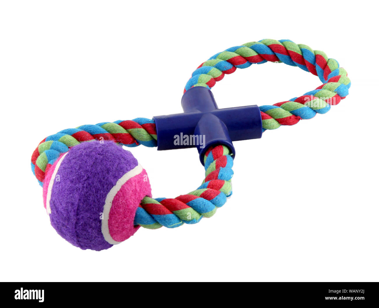 It's a pink tennis ball on a rope. It's for playing with a dog and dragging. Have fun with your dog. Stock Photo