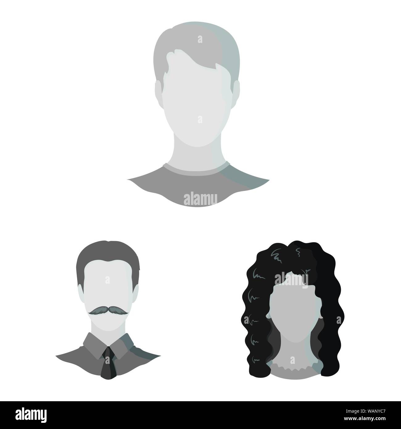 Vector illustration of character and profile logo. Set of character and dummy vector icon for stock. Stock Vector