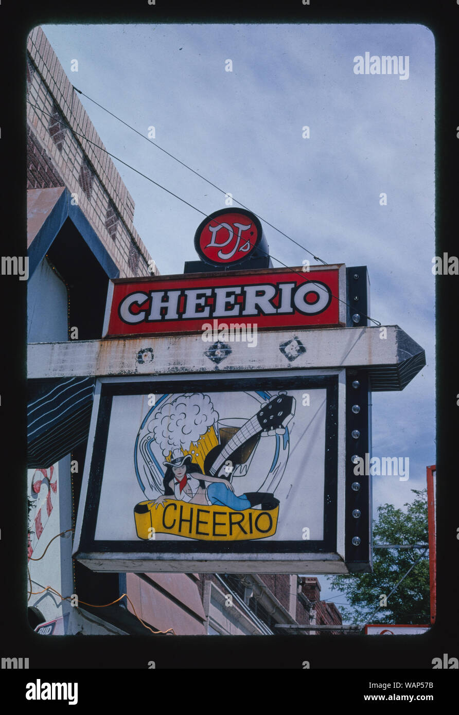 D.J.'s Cheerio Bar sign, Laurel, Montana Stock Photo