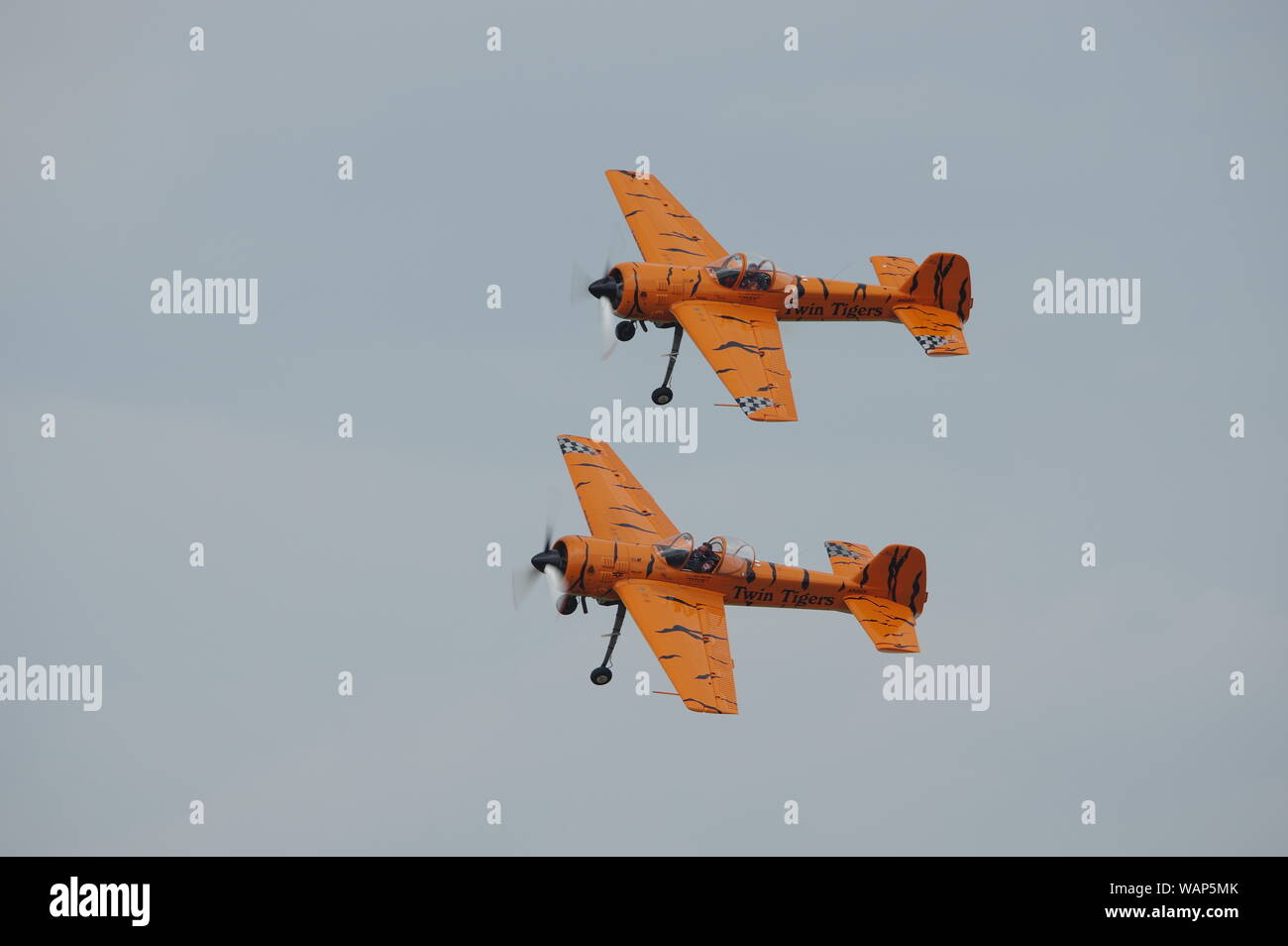 Yak-55 Twin Tigers Aerobatic Team, Battle Creek Air Show, July 2019 (Yak55, Airshow) Stock Photo