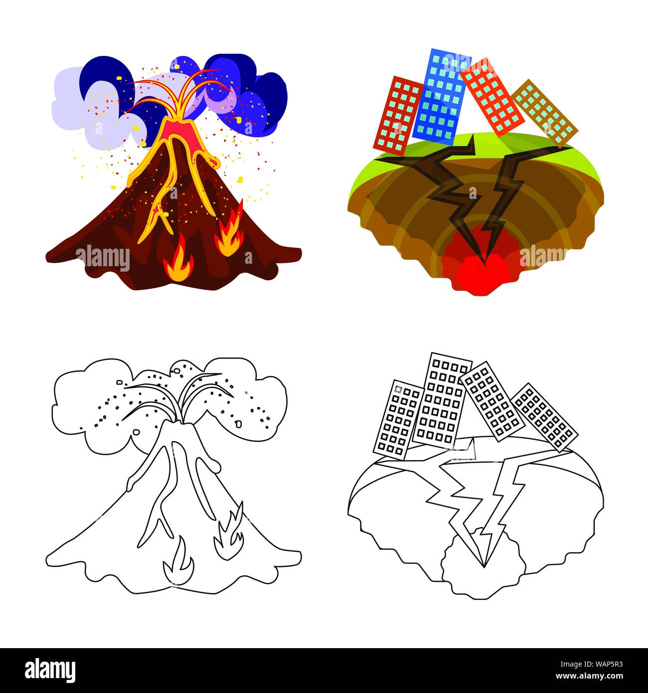 Vector design of weather and distress icon. Set of weather and crash ...