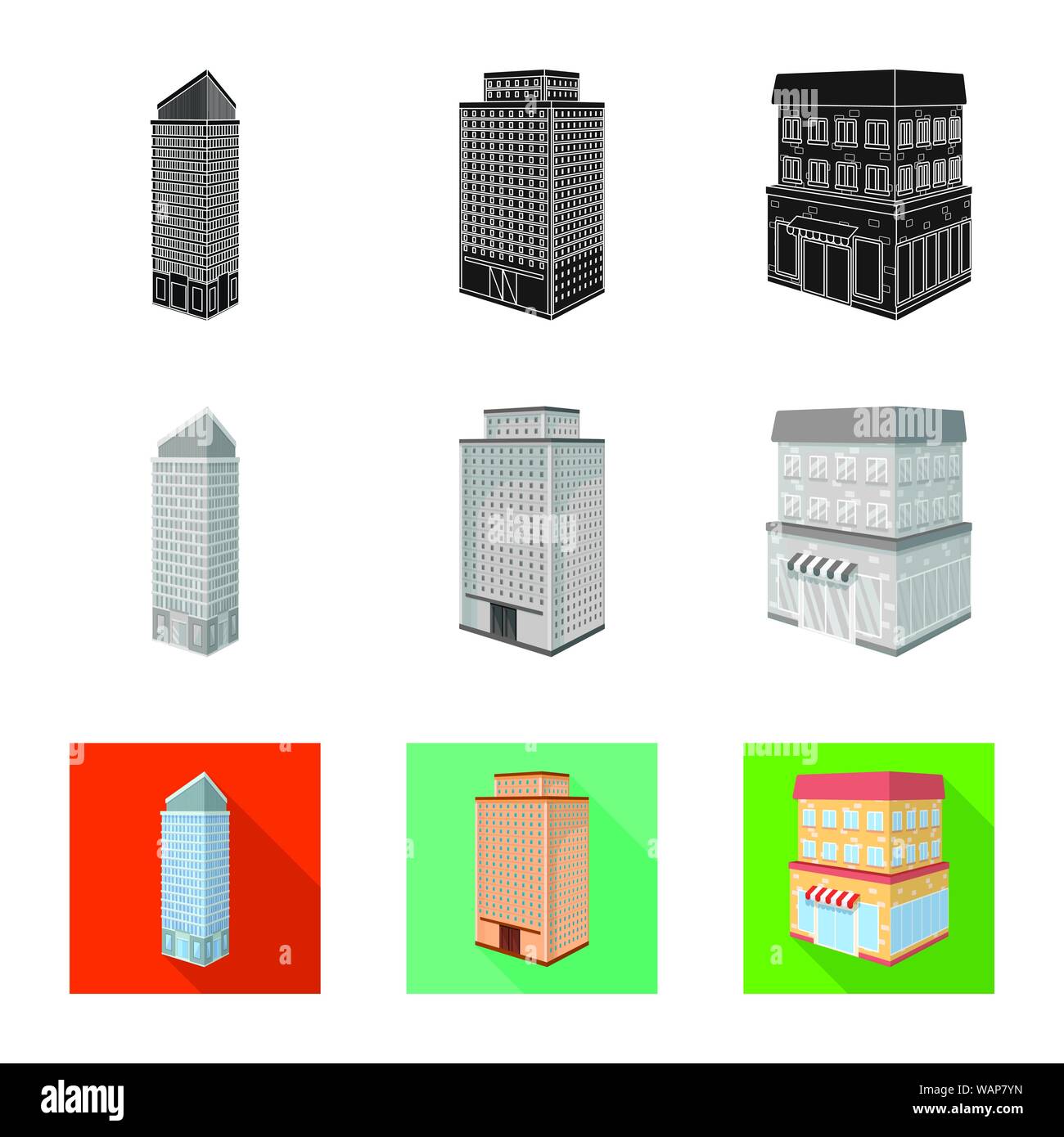 Isolated object of construction and building icon. Set of construction ...