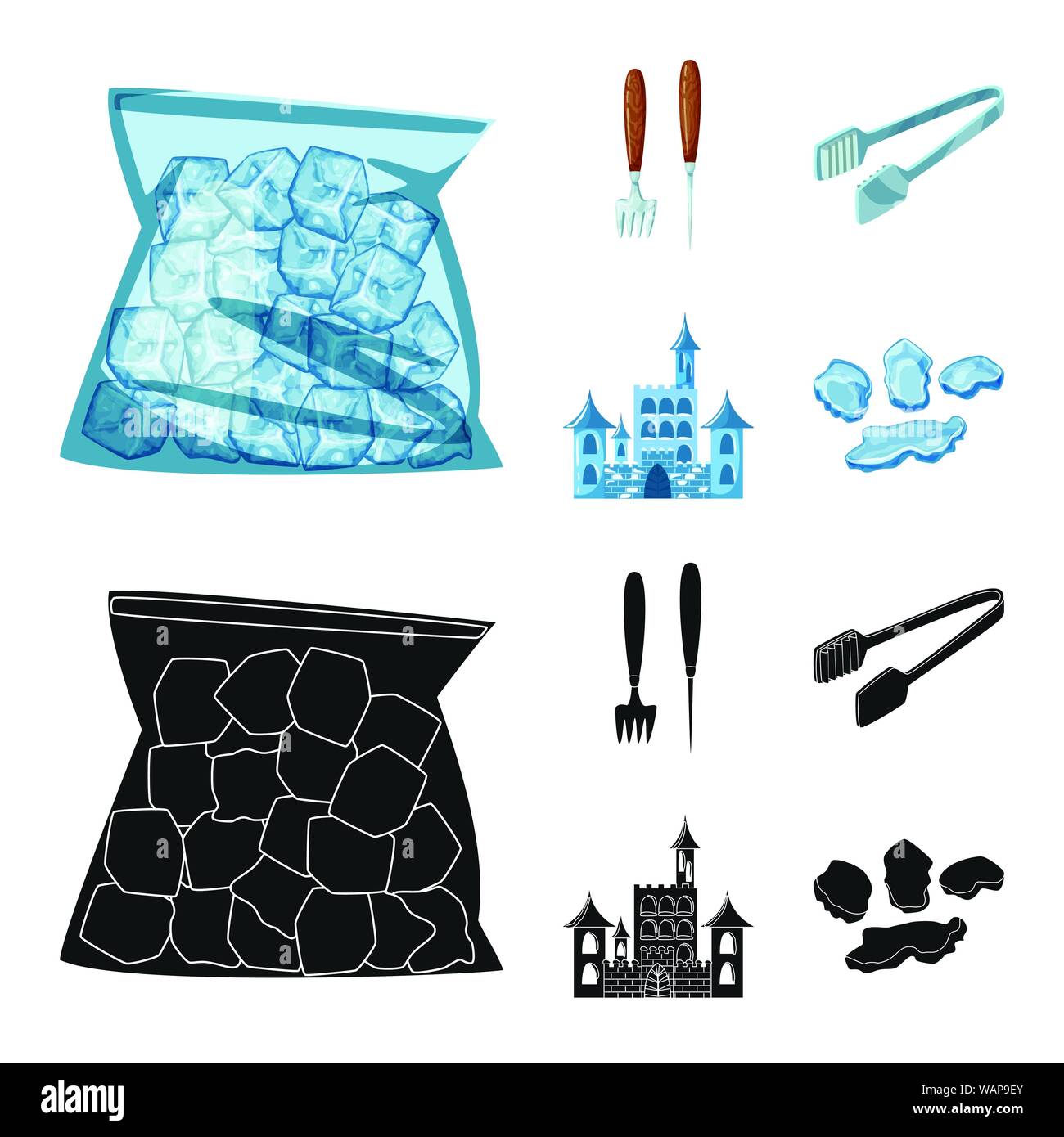 Vector design of texture and frozen icon. Set of texture and ...