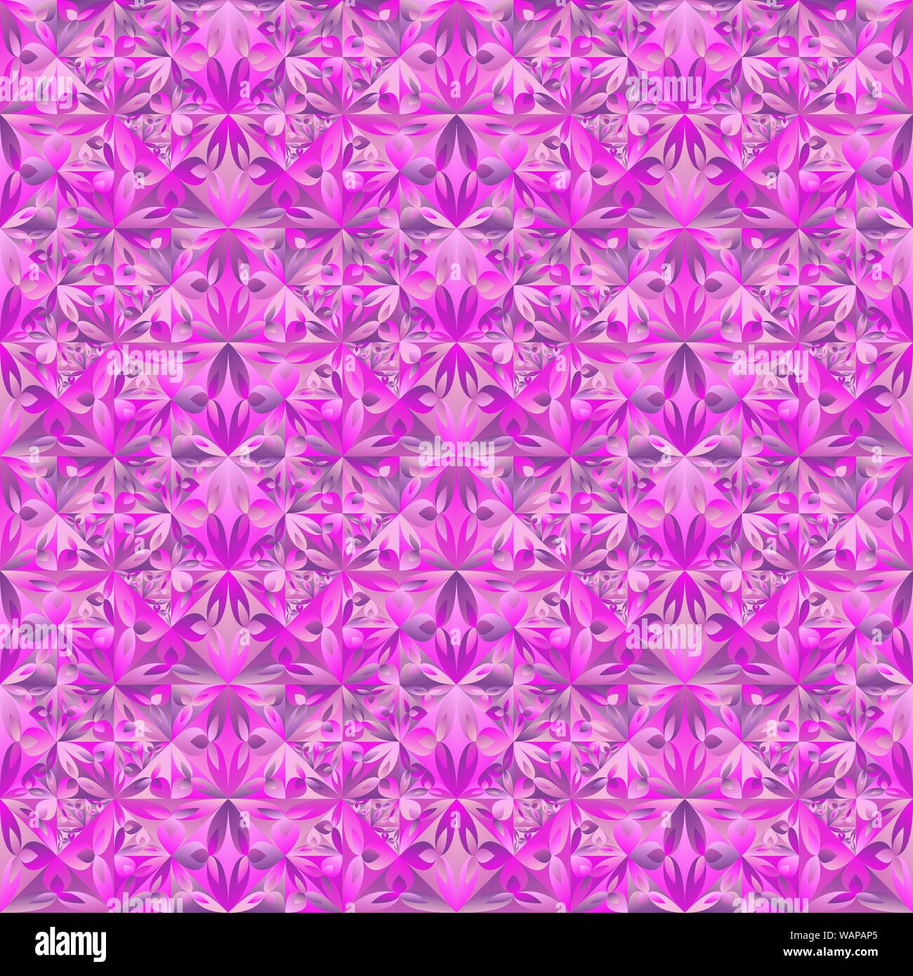 Polygonal floral mosaic pattern background design - abstract multicolored seamless vector illustration Stock Vector