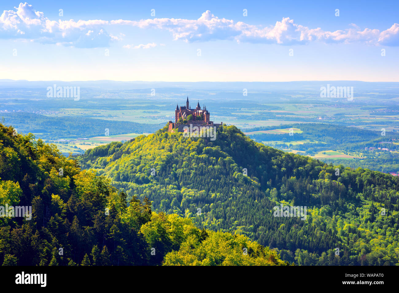Burg Hohenzollern castle in Black forest, Germany, is one of the ...