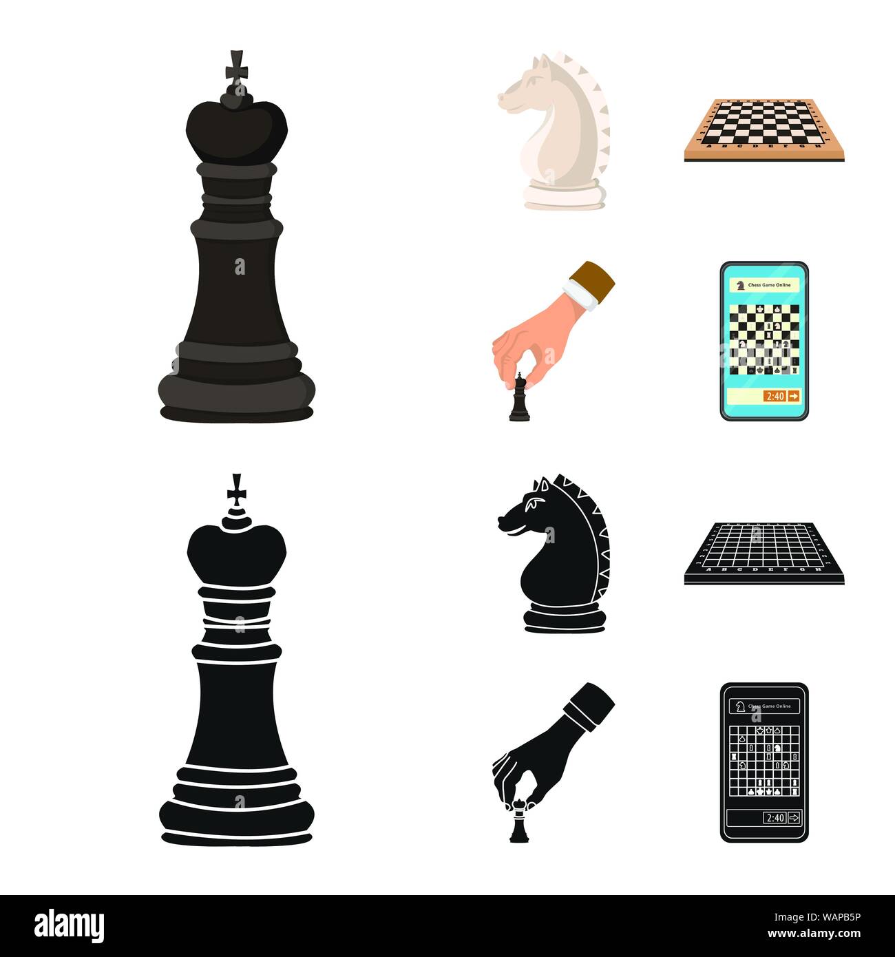 Vector illustration of checkmate and thin symbol. Set of checkmate and ...