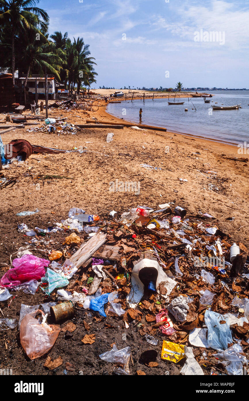 Tropical beach pollution, Trennganu, East coast Malaysia Stock Photo