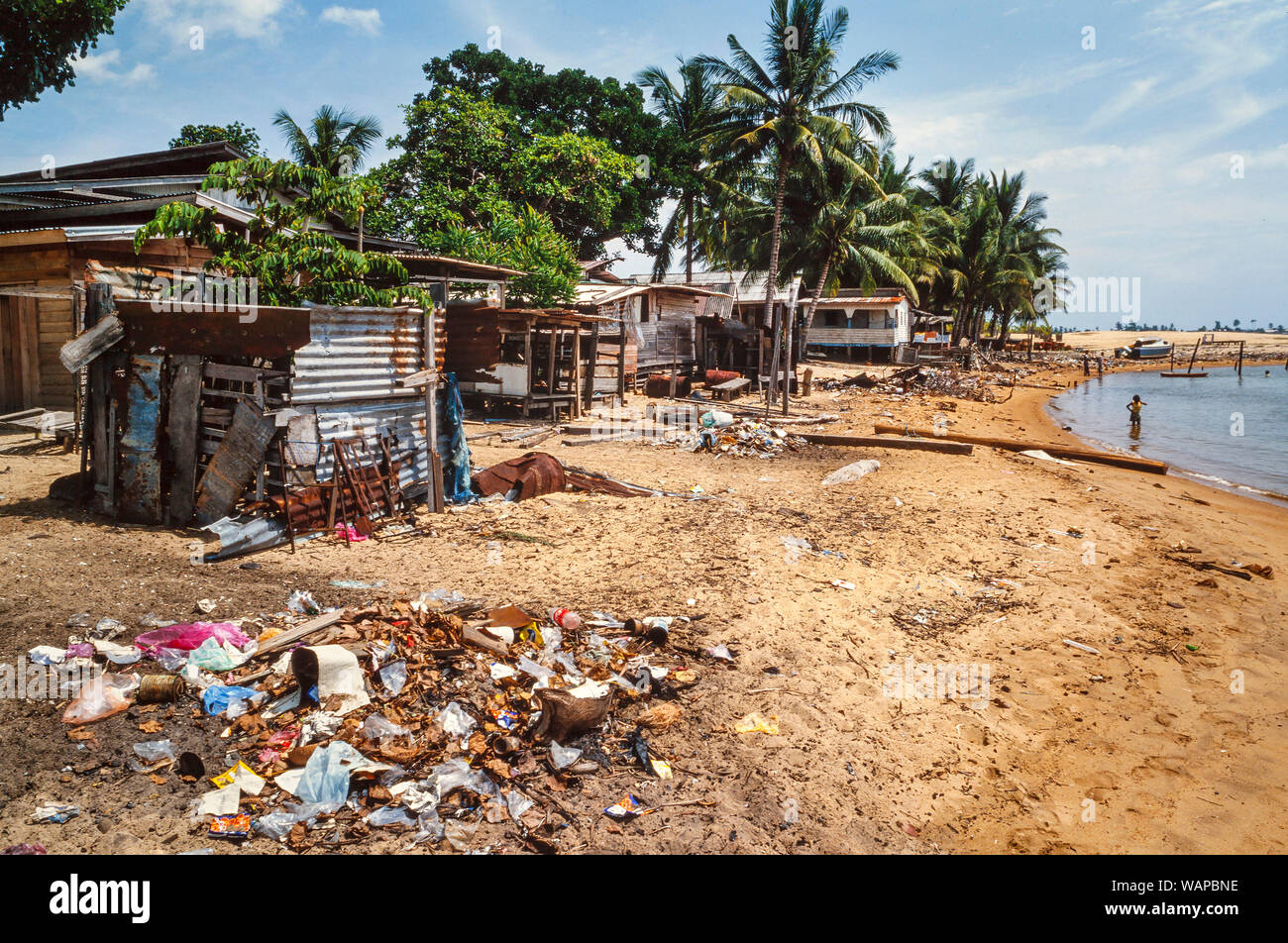Tropical beach pollution, Trennganu, East coast Malaysia Stock Photo