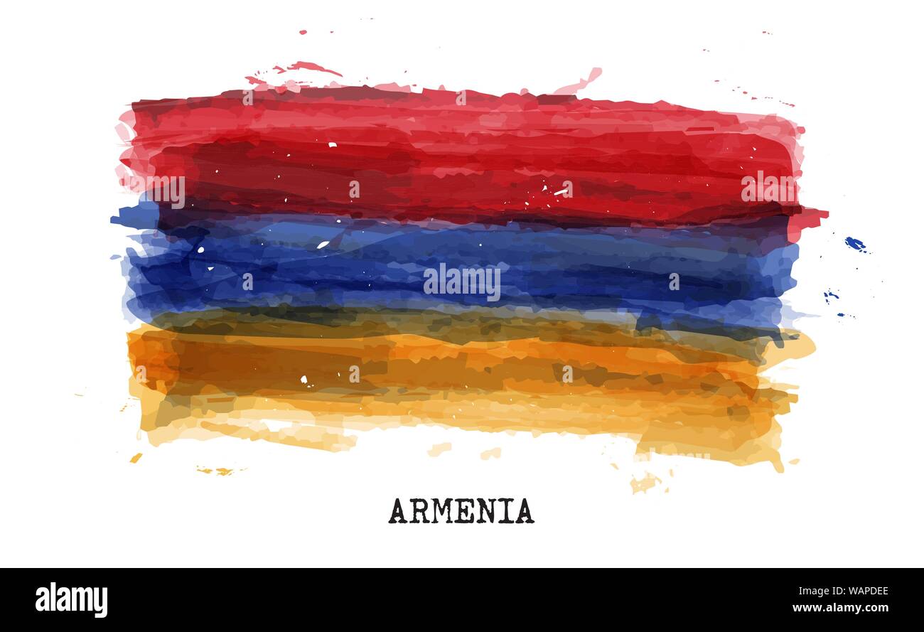 Realistic watercolor painting flag of Armenia . Vector Stock Vector ...