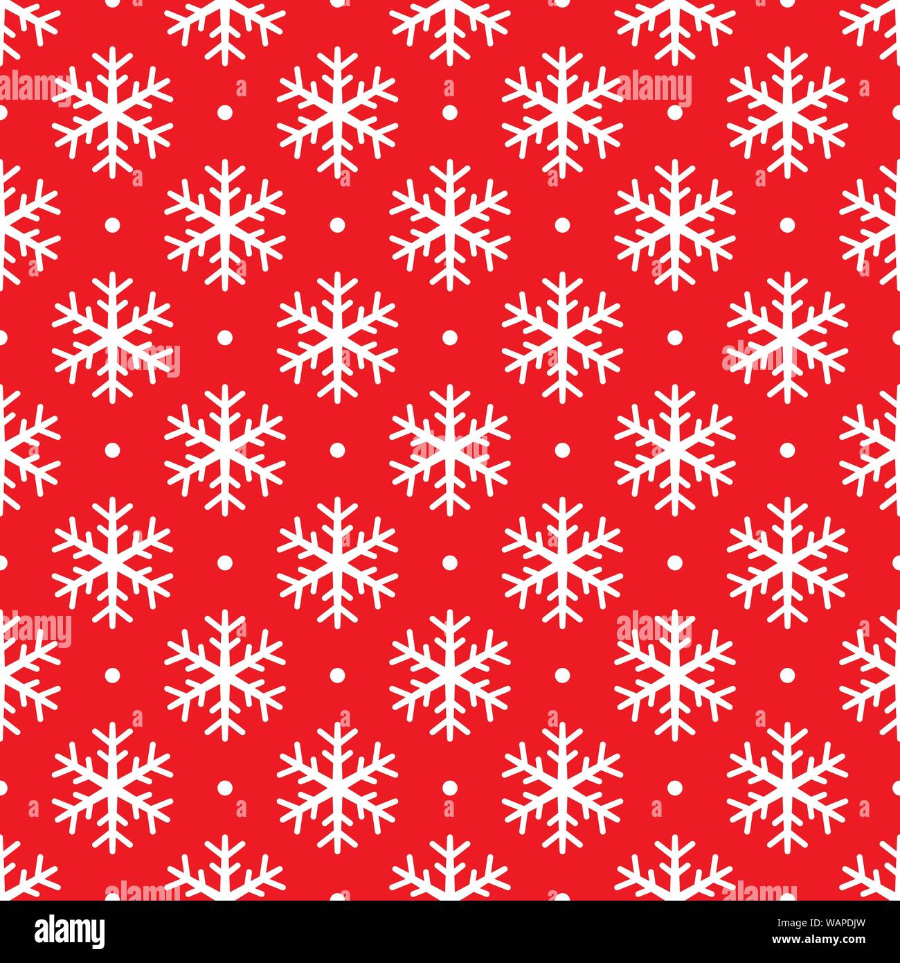 Christmas snowflake seamless pattern. White snow red background. Wrapping texture. Holiday design for Christmas and New Year fashion prints. Vector ic Stock Vector