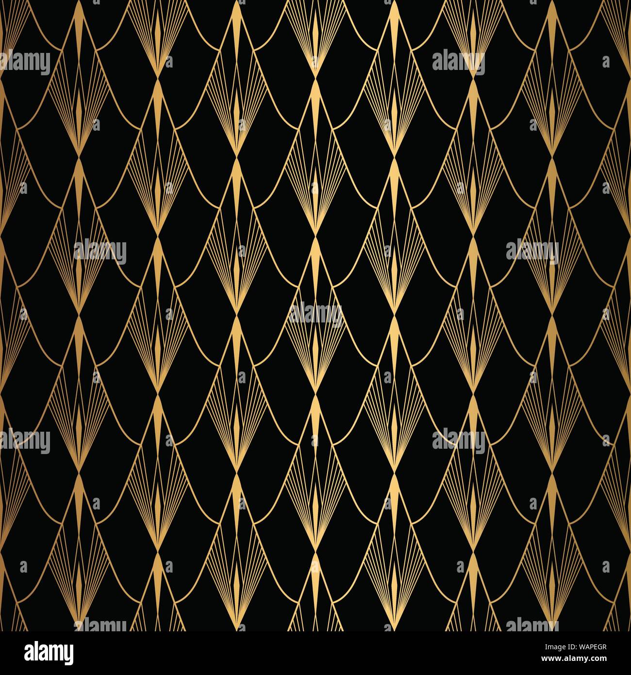 Art Deco Pattern. Seamless black and gold background Stock Vector Image ...