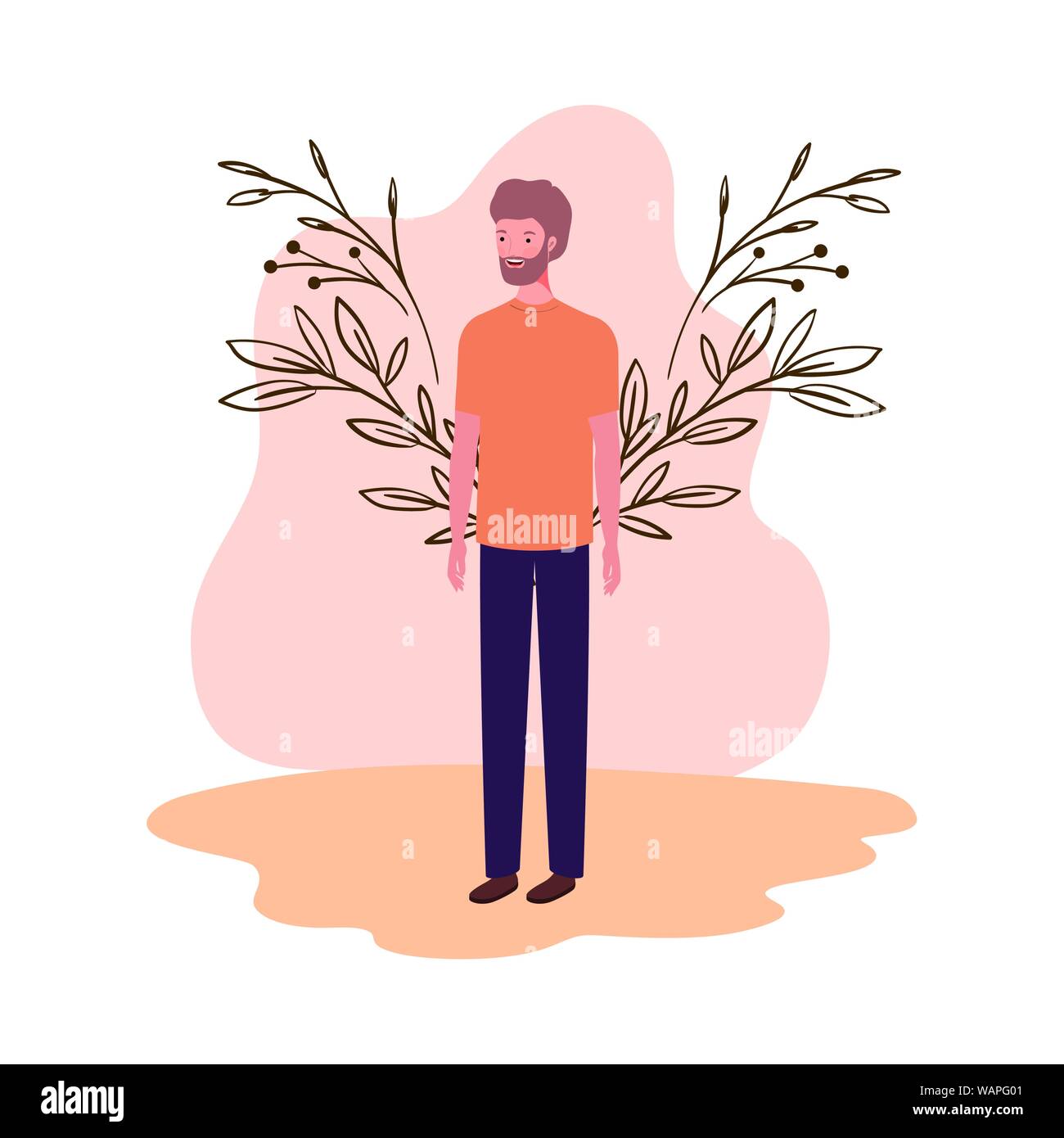 young man standing with landscape background Stock Vector Image & Art ...