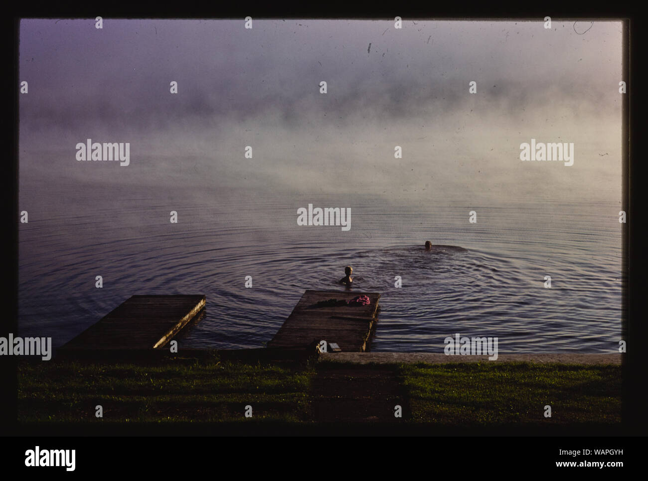 Dawn swim, Oquaga Lake, Deposit, New York Stock Photo Alamy