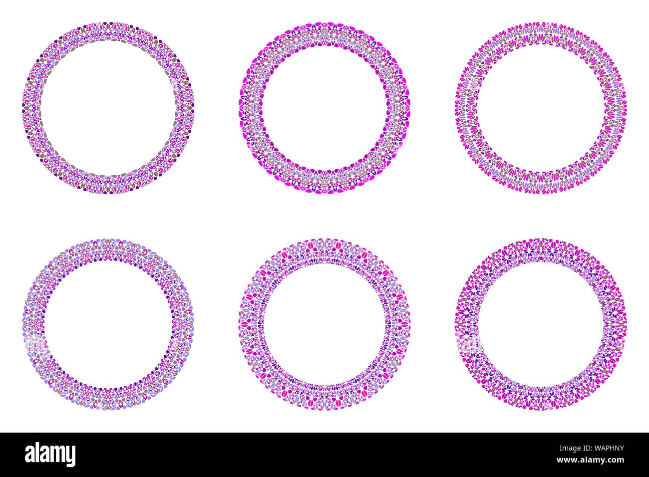 Mosaic circular border set - abstract round vector design elements on background Stock Vector