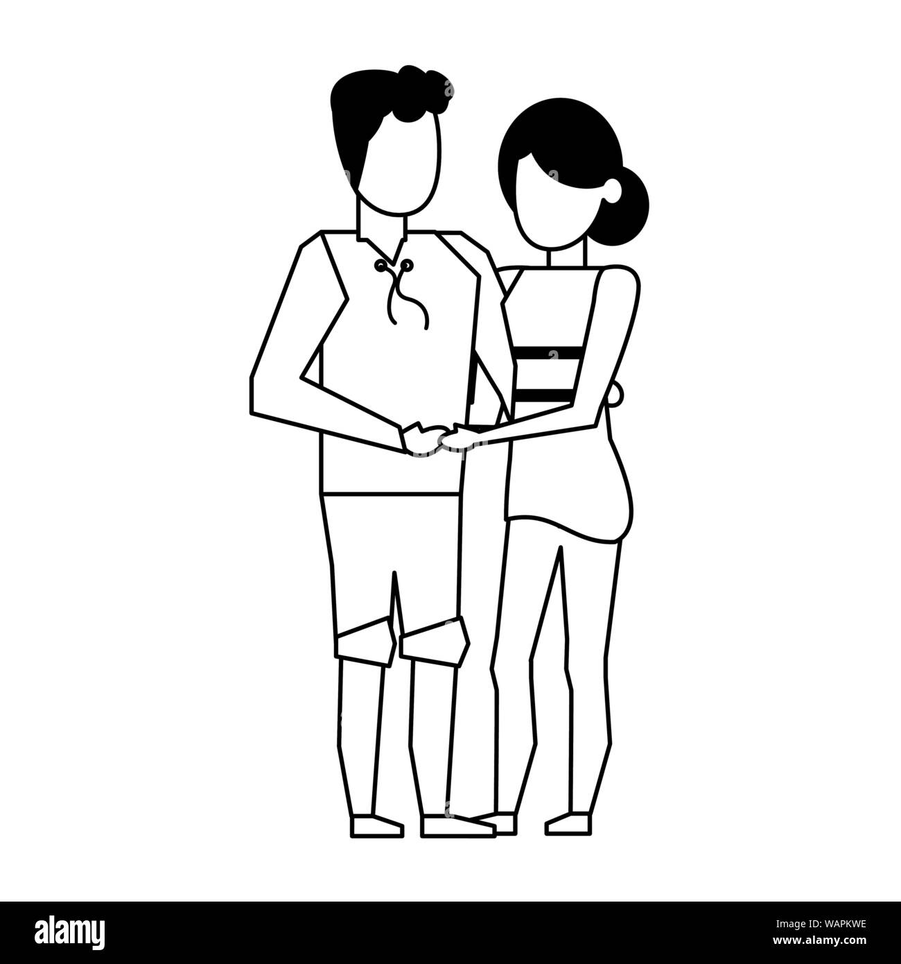 Young Couple Embracing Black And White High Resolution Stock