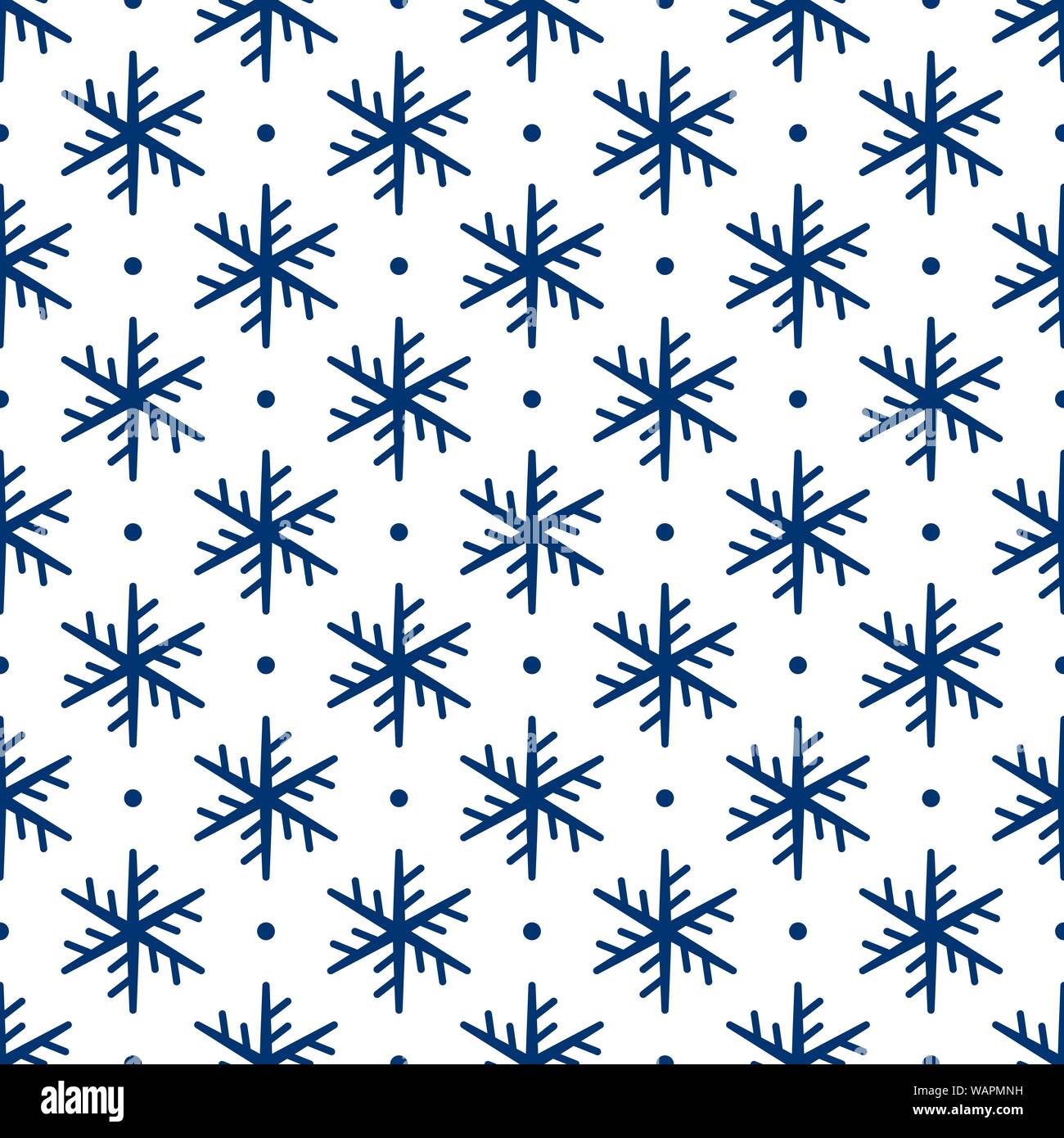 Blue snowflakes on white background, vector illustration Stock Vector