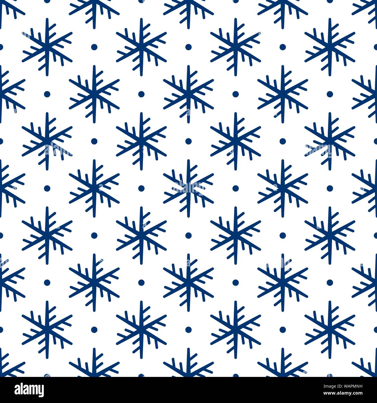 Blue snowflakes on white background, vector illustration Stock Vector