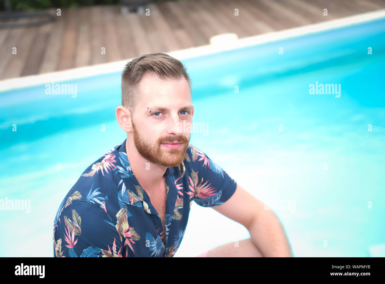 a red beard young male model portrait Stock Photo