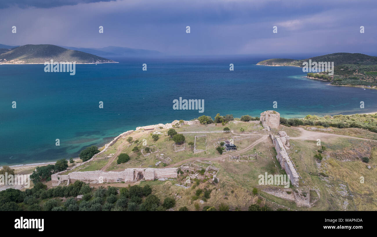 the ruins of the castle of Nea Peramos, Greece Stock Photo