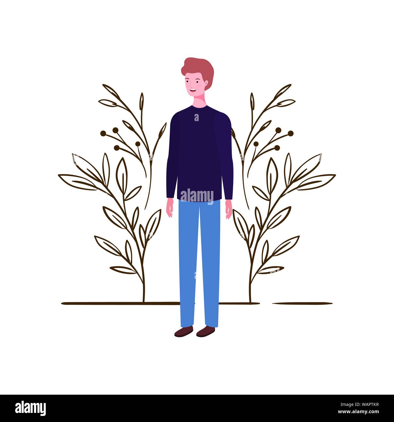 young man standing with landscape background Stock Vector Image & Art ...