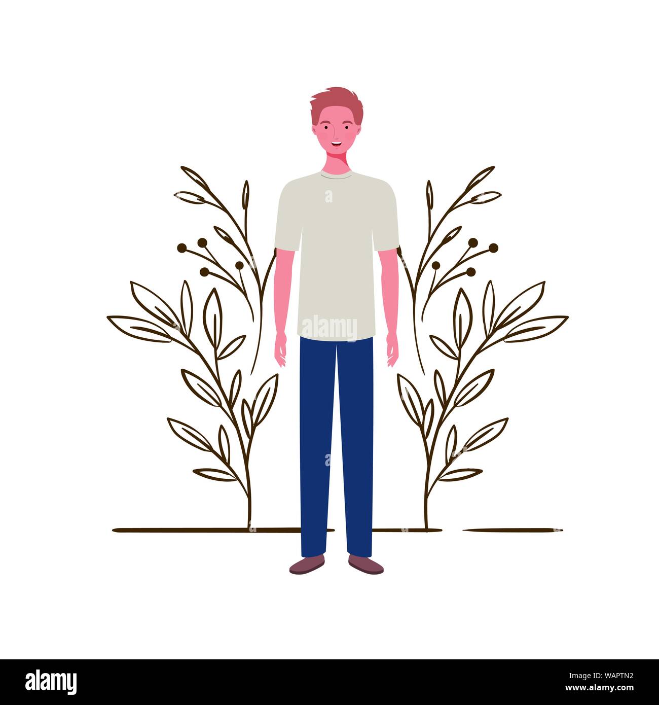 young man standing with landscape background Stock Vector Image & Art ...