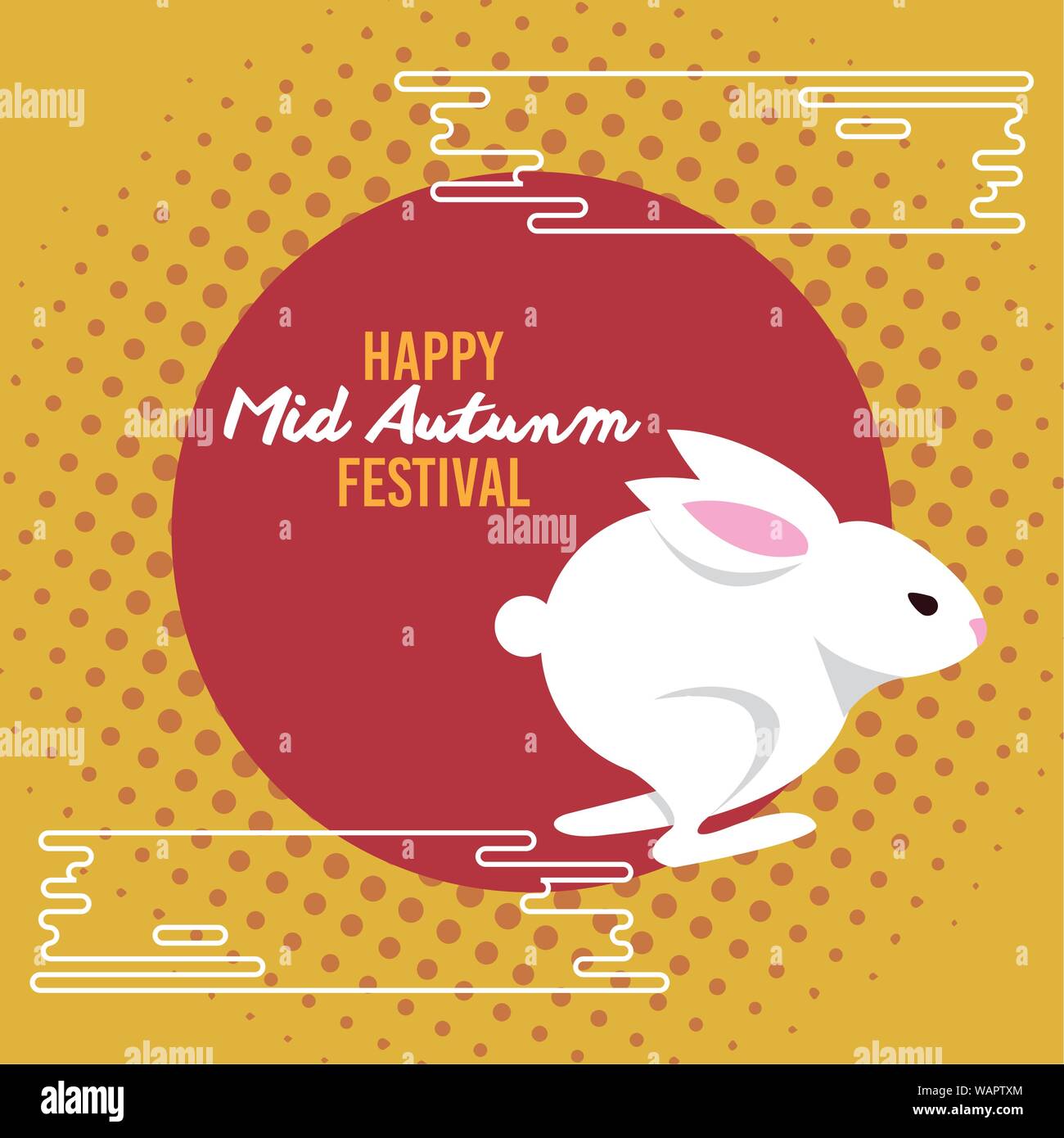 Happy moon festival card with rabbits Stock Vector Image & Art Alamy