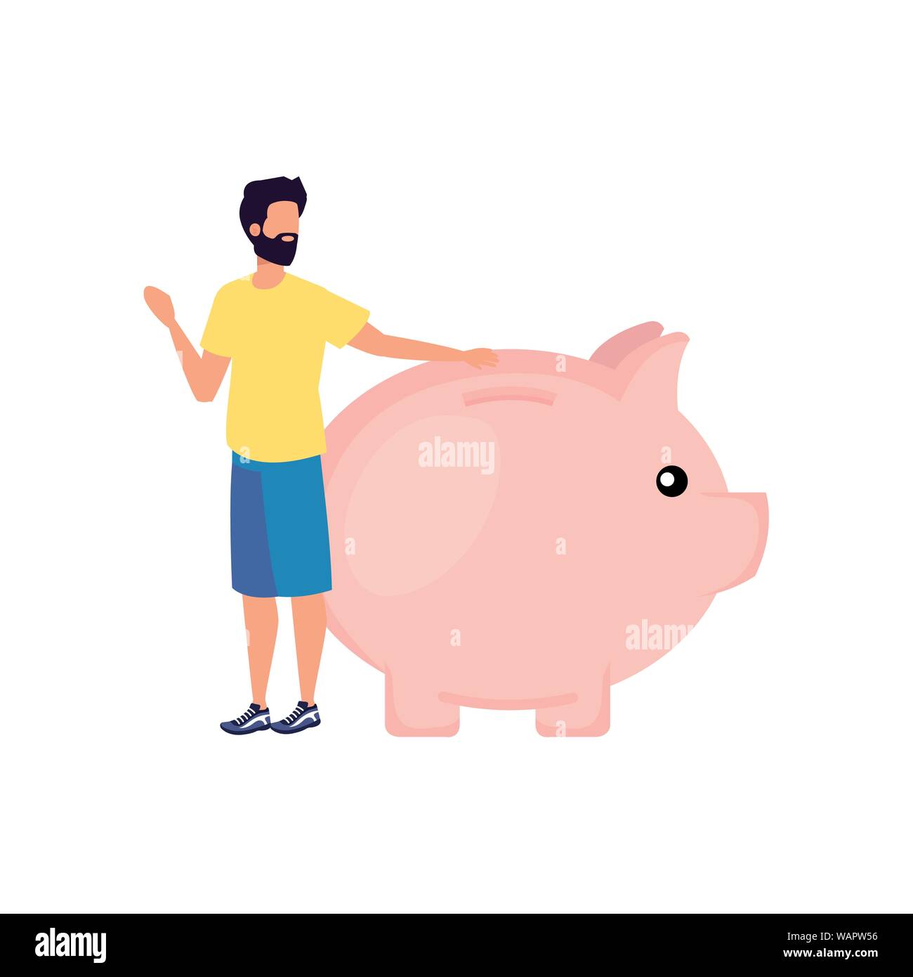 young man with piggy savings character Stock Vector Image & Art - Alamy