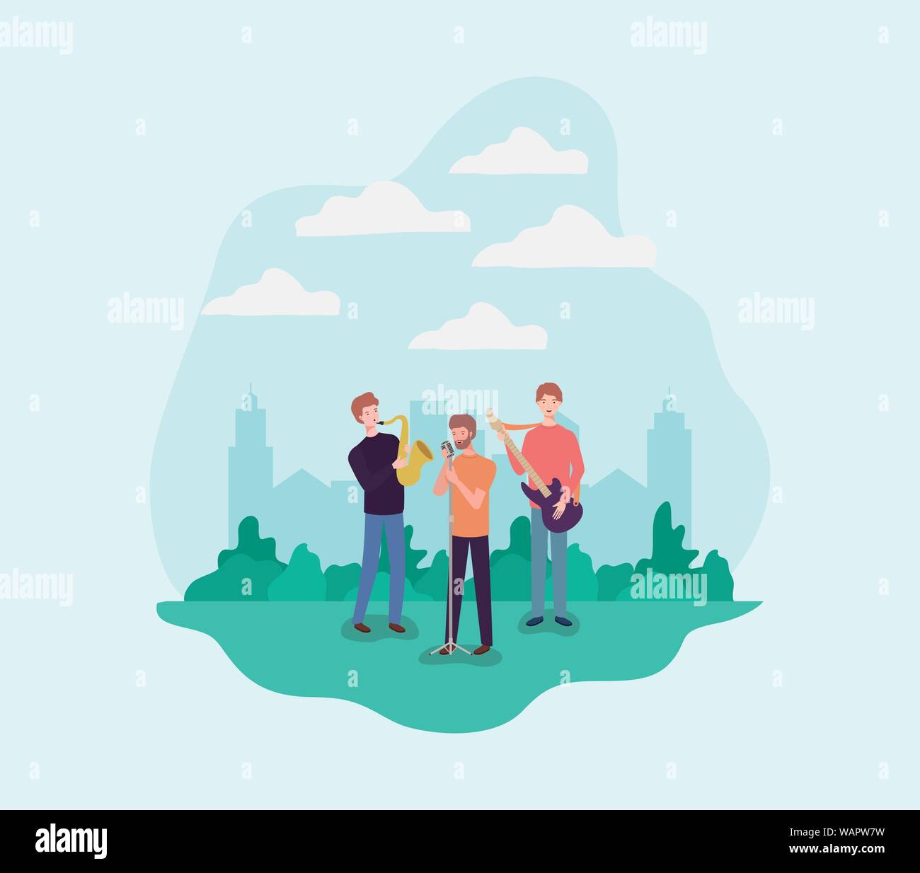 group of men playing instruments in the camp Stock Vector Image & Art ...