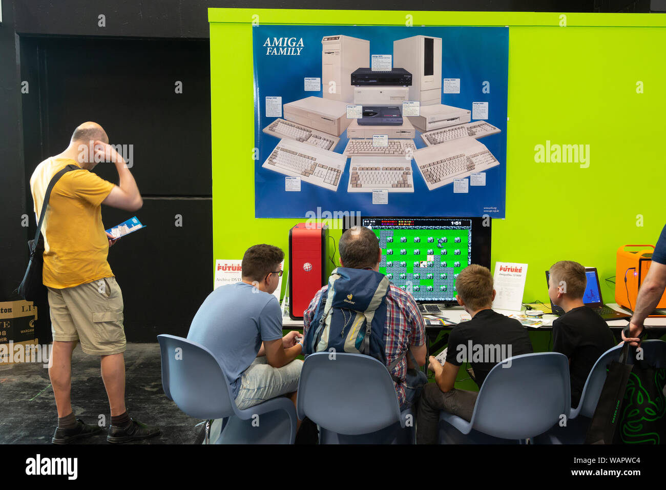 Cologne, Germany, Deutschland, 21.08.2019, Gamescom: Games on Amiga devices in the retro area. Stock Photo