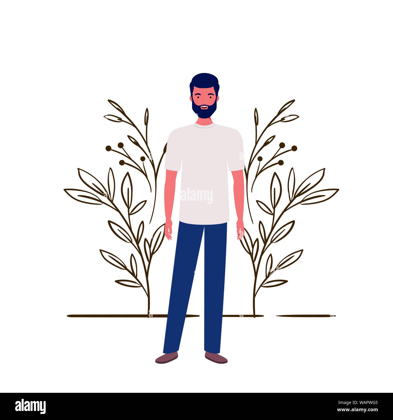 young man standing with landscape background Stock Vector Image & Art ...