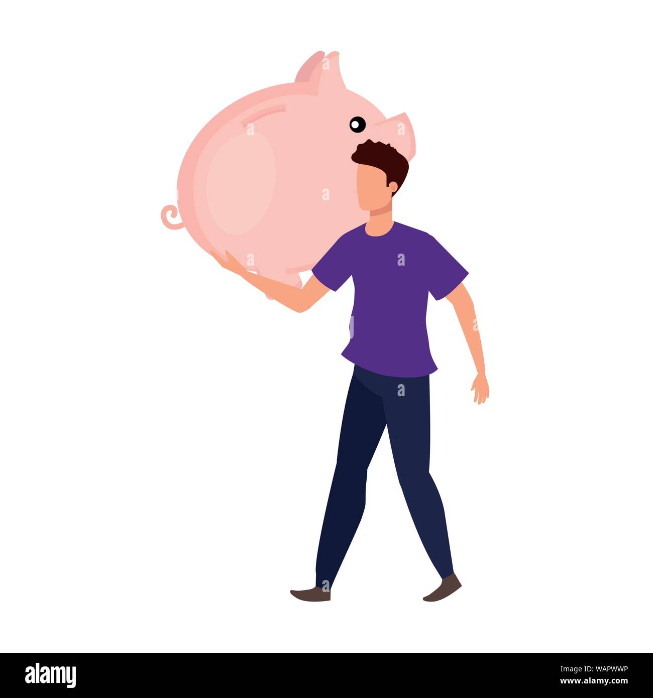 young man with piggy savings character Stock Vector Image & Art - Alamy