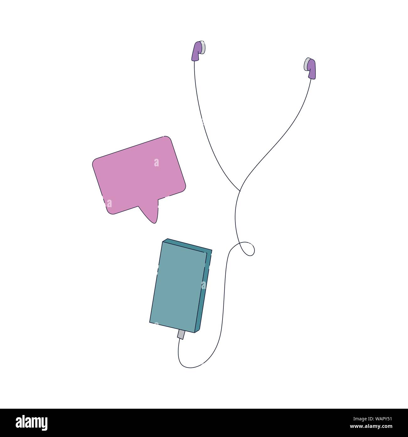 smartphone device with earphones technology Stock Vector Image & Art ...