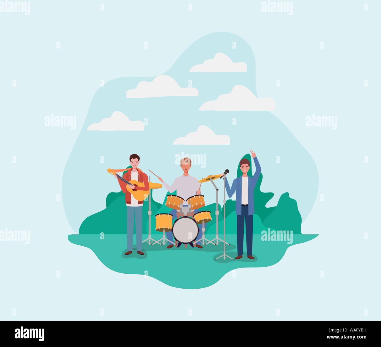 group of men playing instruments in the camp Stock Vector Image & Art ...