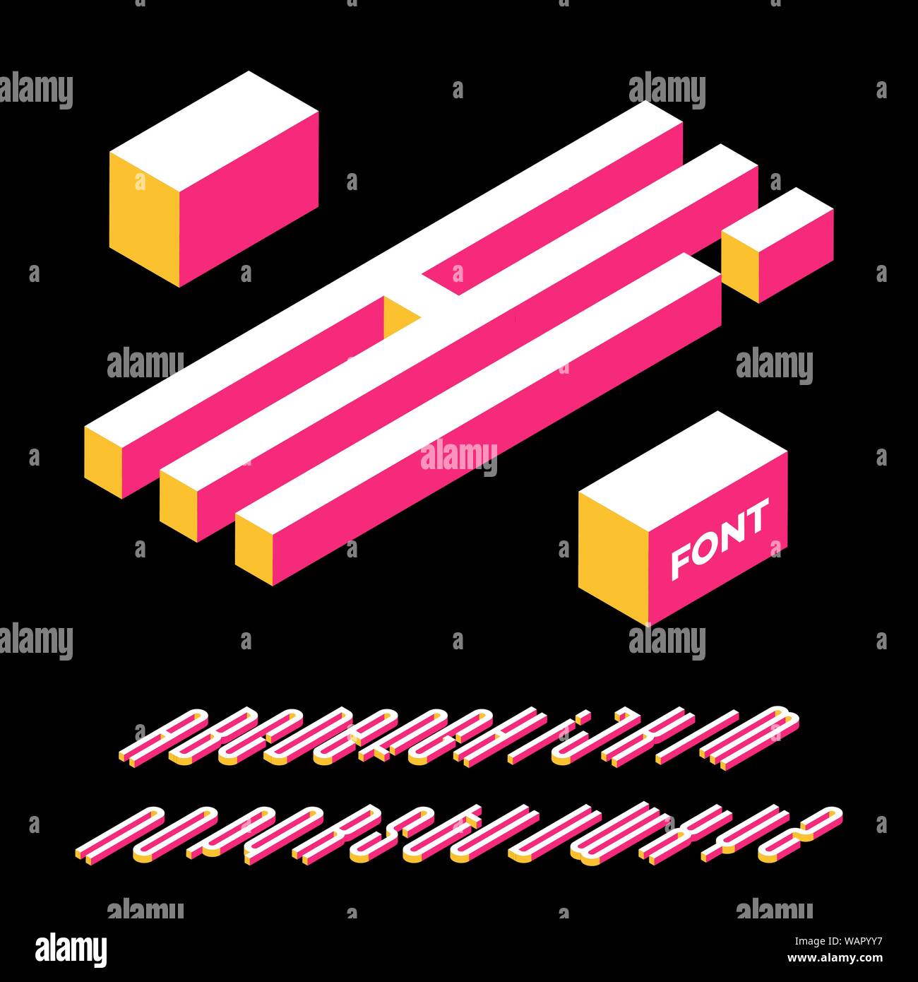 Isometric alphabet font. 3d effect letters, numbers and symbols with ...