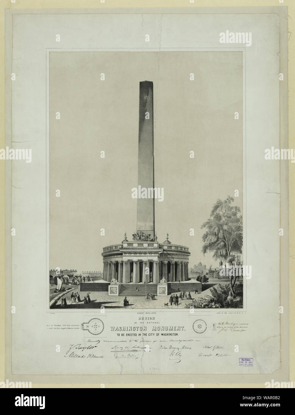 Design of the National Washington Mounment, to be erected in the City of Washington Stock Photo