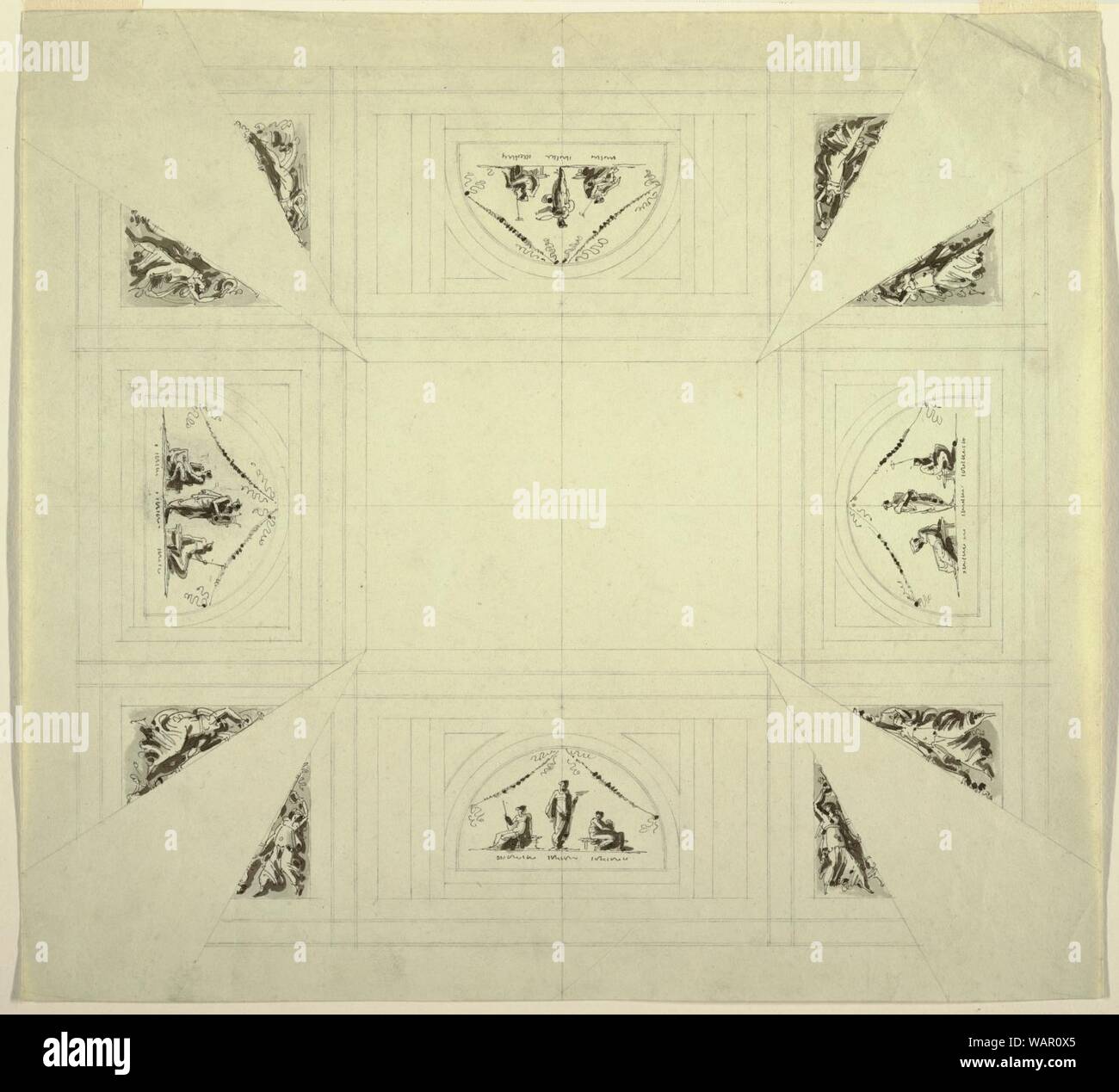 Drawing Ceiling Design For Room In Palazzo Quirinale Rome 1812
