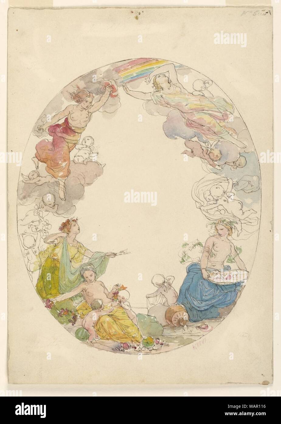 Drawing, Ceiling painting, ‘The Elements‘, ca. 1870 Stock Photo Alamy