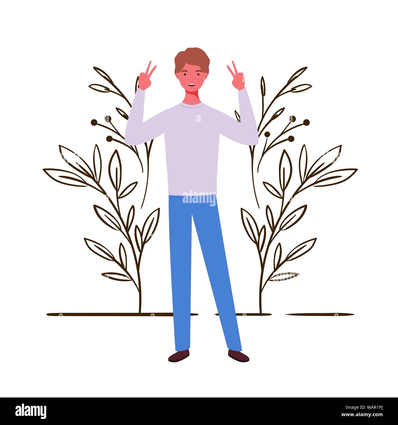 young man standing with landscape background Stock Vector Image & Art ...