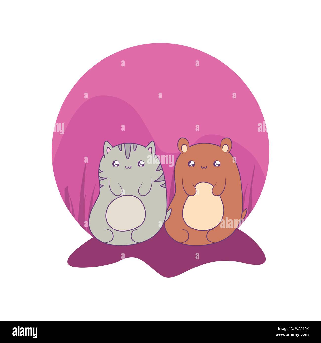 cute cat with bear baby animals kawaii style vector illustration design ...