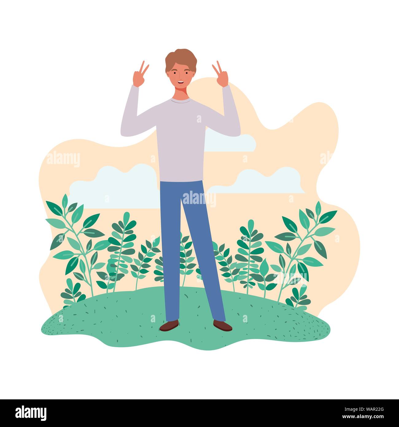 young man standing with landscape background Stock Vector Image & Art ...